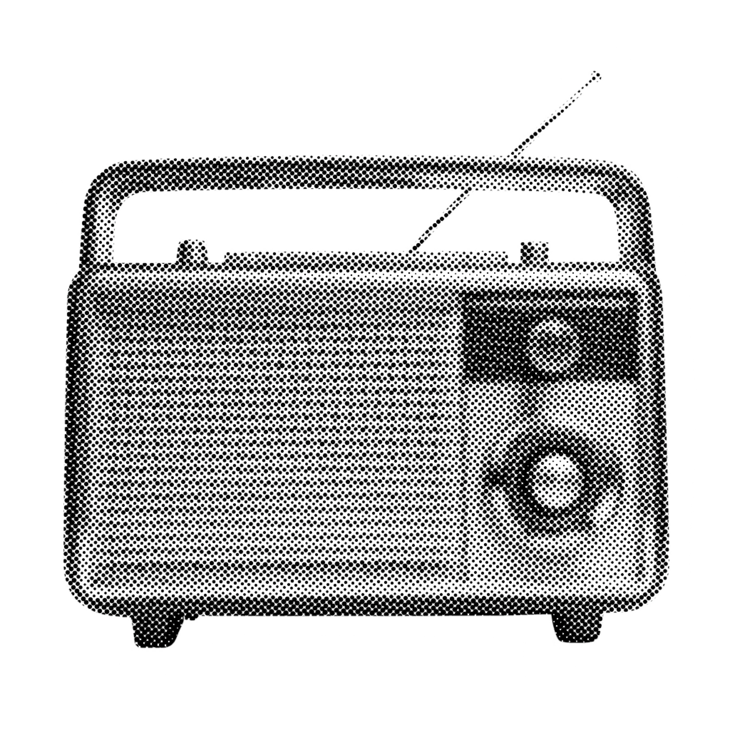 Halftone collage retro radio element